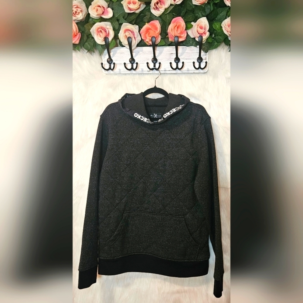 Marc Ecko Rare Classic Charcoal Heather Quilted Pullover Hoodie